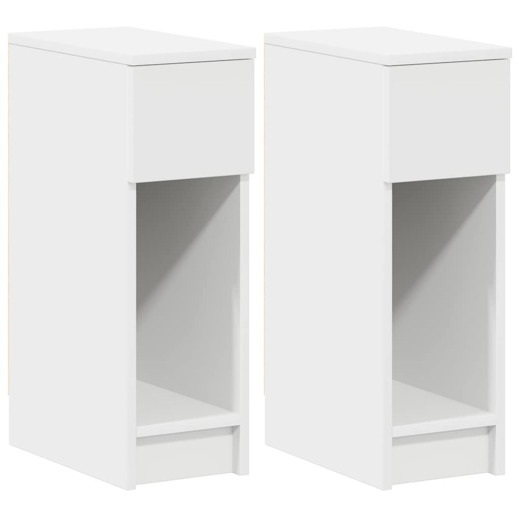 sengeborde med skuffe 2 stk. 20x36x60 cm hvid