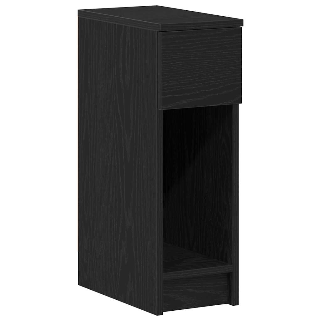sengebord med skuffe 20x36x60 cm sort-eg