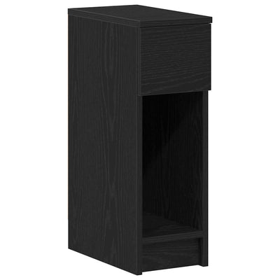 sengebord med skuffe 20x36x60 cm sort-eg
