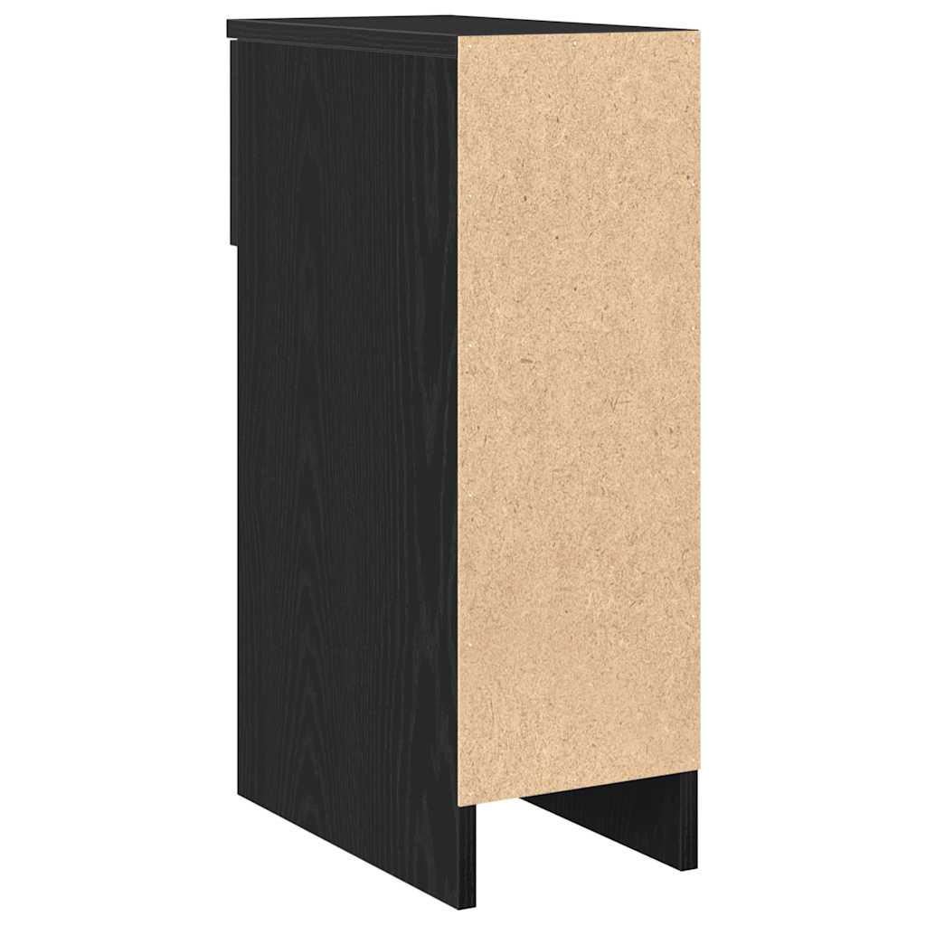 sengebord med skuffe 20x36x60 cm sort-eg