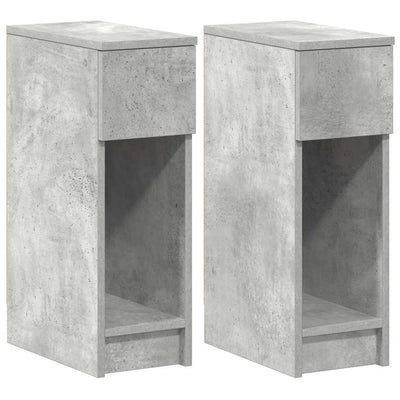 sengeborde med skuffe 2 stk. 20x36x60 cm betongrå