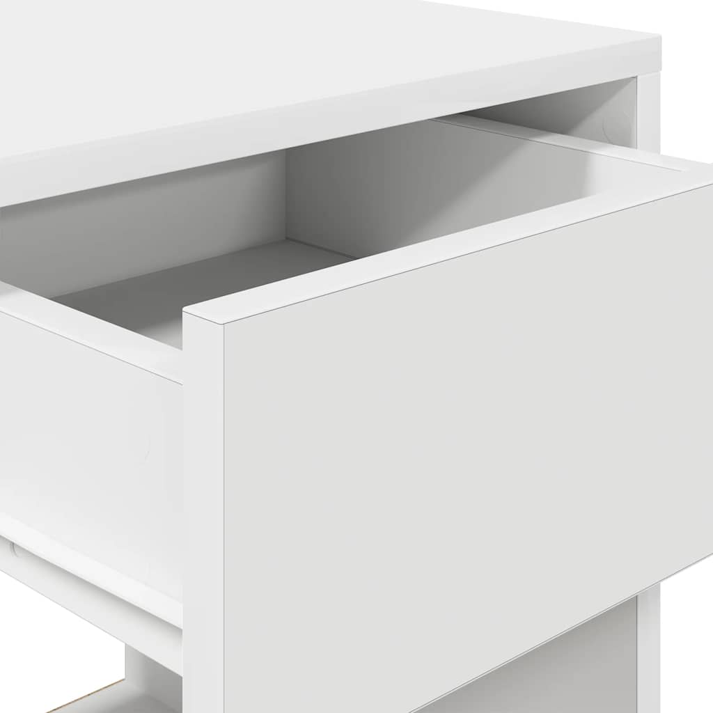 sengeborde med skuffe 2 stk. 35x34x66,5 cm hvid