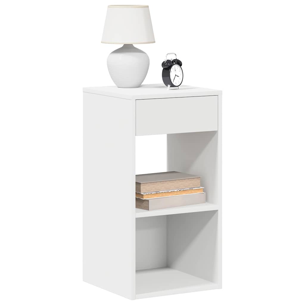 sengeborde med skuffe 2 stk. 35x34x66,5 cm hvid