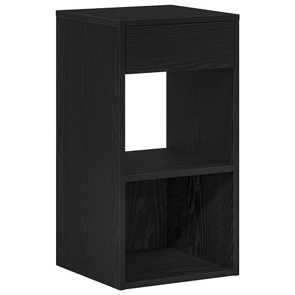 sengebord med skuffe 35x34x66,5 cm sort-eg