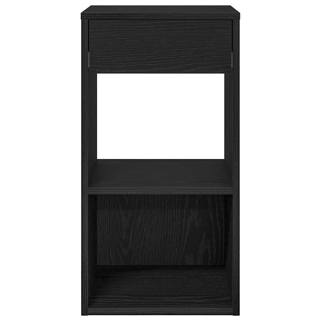 sengebord med skuffe 35x34x66,5 cm sort-eg