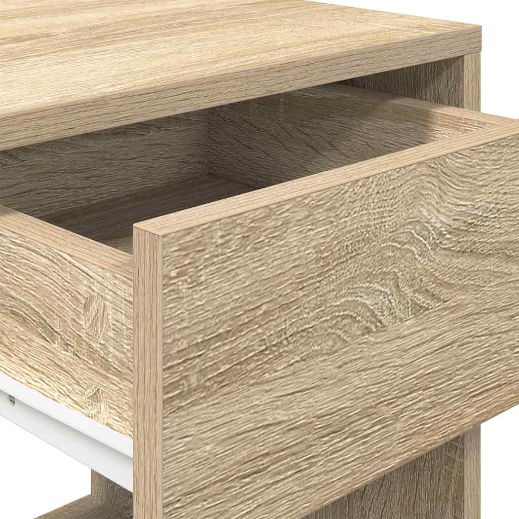 sengeborde med skuffe 2 stk. 35x34x66,5 cm sonoma-eg