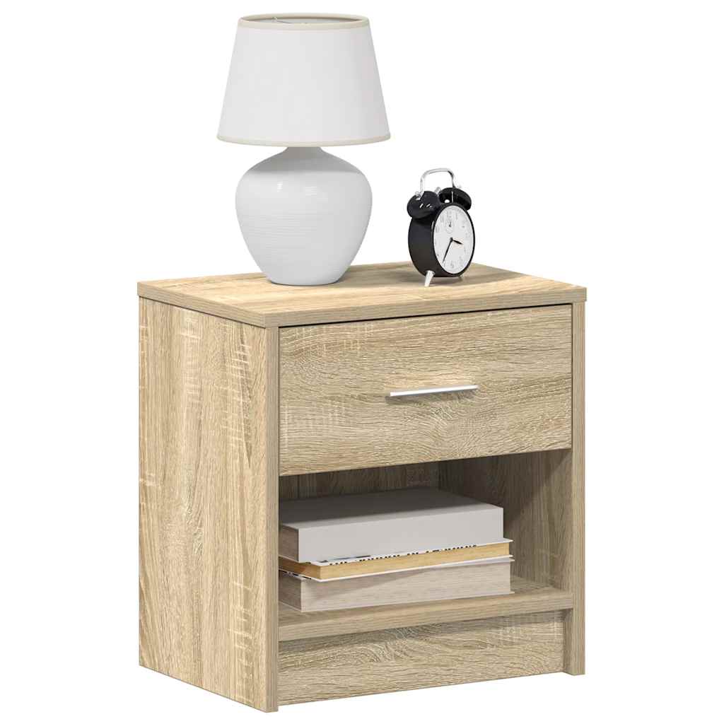 sengeborde 2 stk. med skuffe 39x28x41 cm sonoma-eg