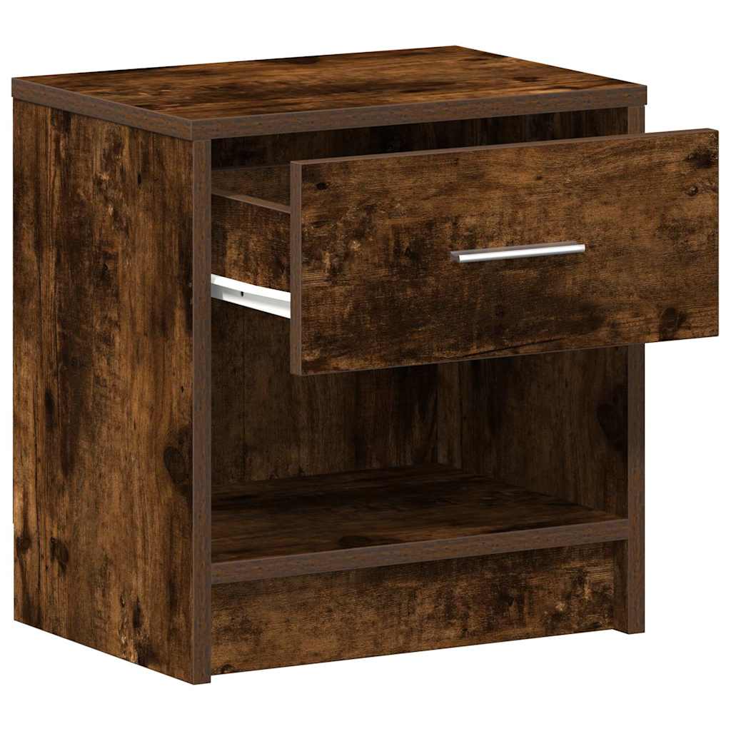 sengebord med skuffe 39x28x41 cm røget egetræsfarve