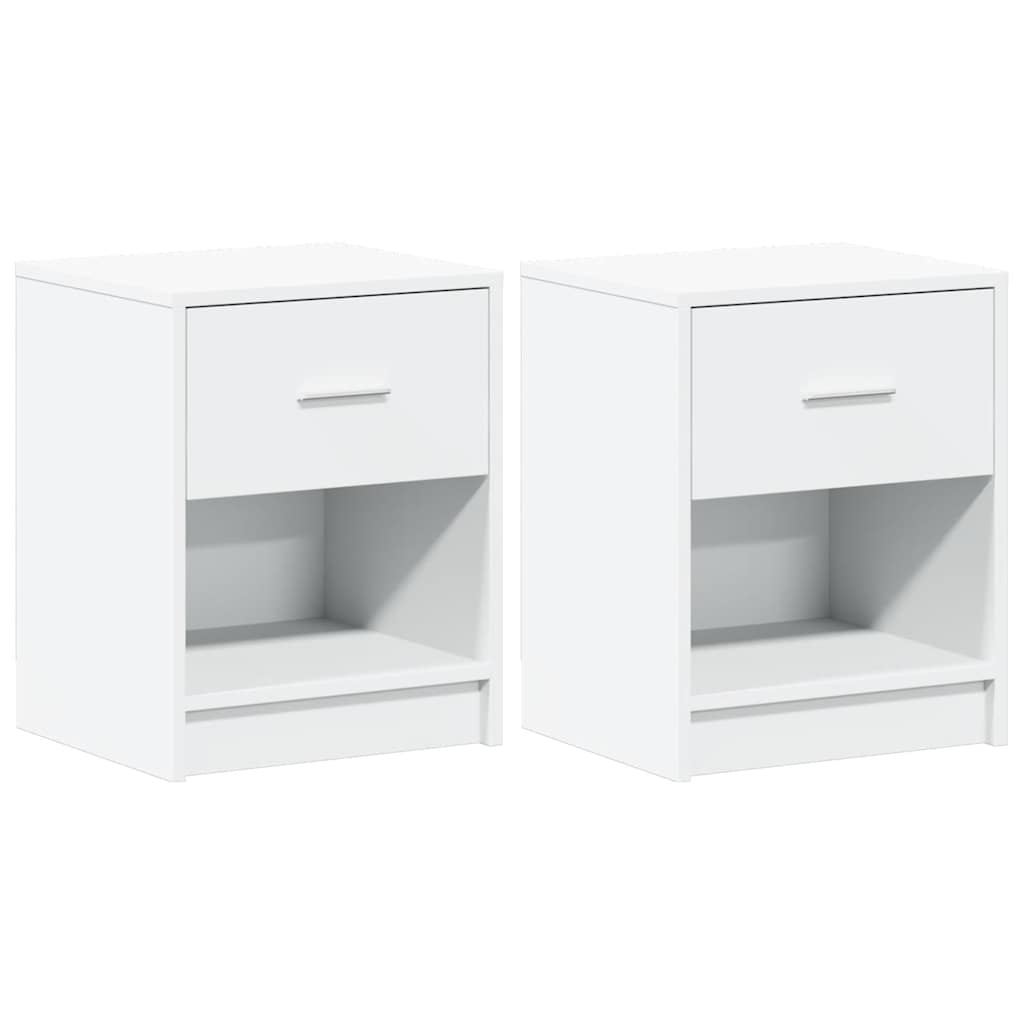 sengeborde 2 stk. med skuffe 40x34x50 cm hvid