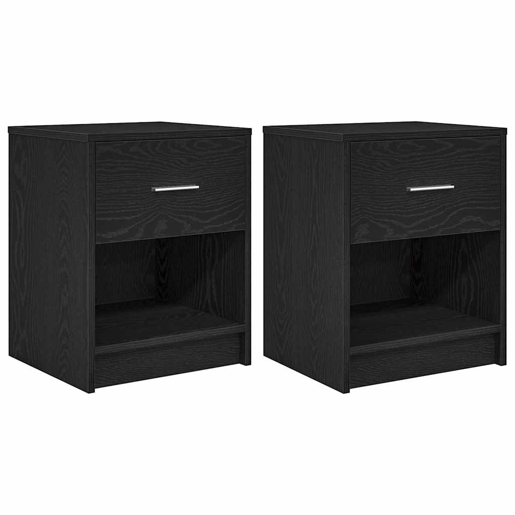 sengeborde 2 stk. med skuffe 40x34x50 cm sort