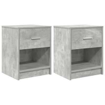 sengeborde 2 stk. med skuffe 40x34x50 cm betongrå