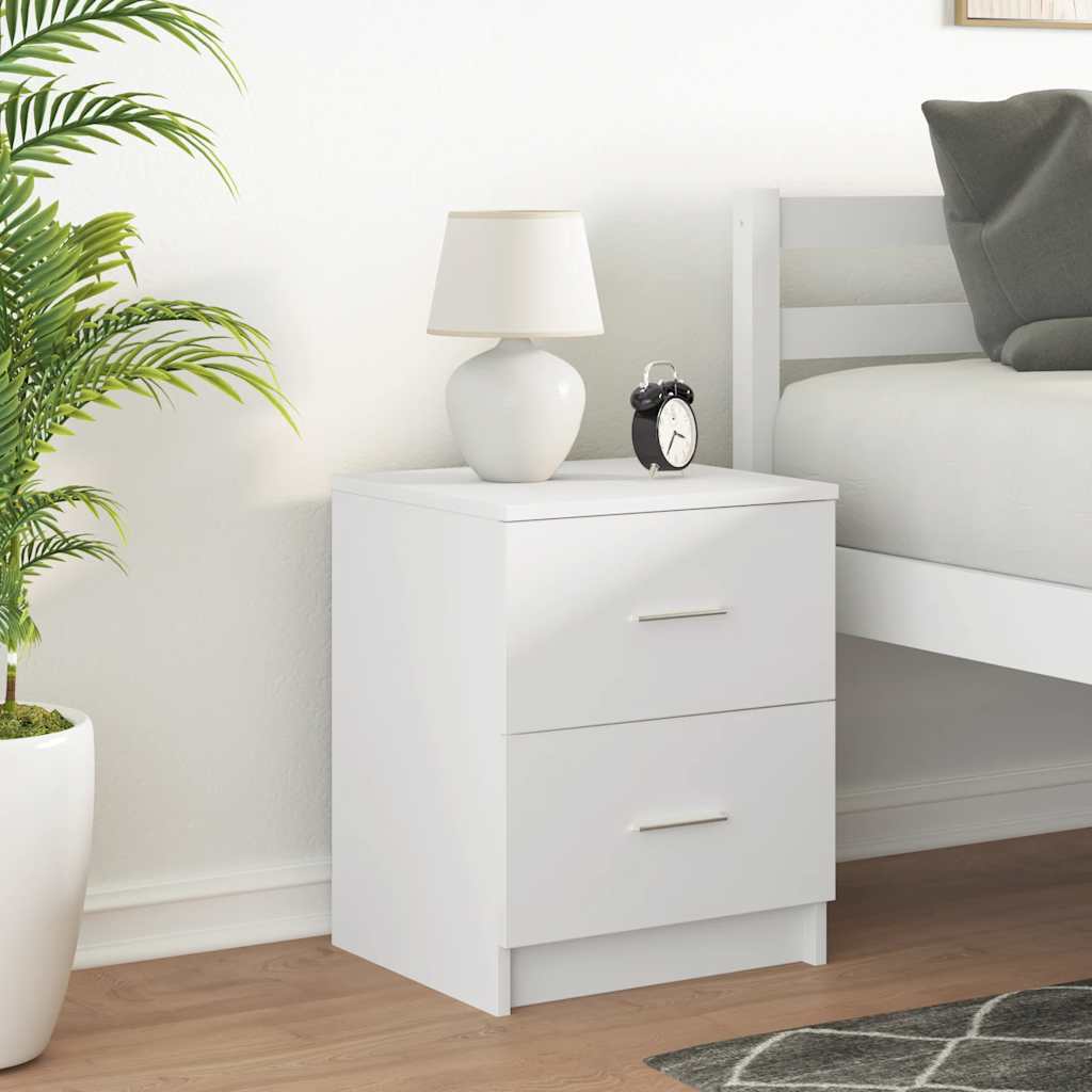 sengebord med 2 skuffer 40x36x50 cm hvid billede