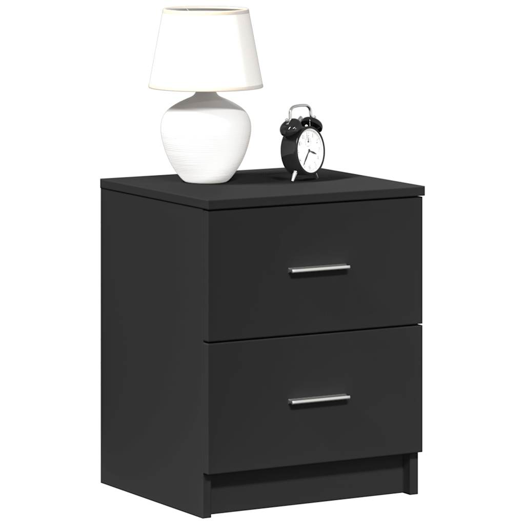 sengebord med 2 skuffer 40x36x50 cm sort billede