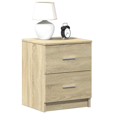 sengeborde 2 stk. med 2 skuffer 40x36x50 cm sonoma-eg