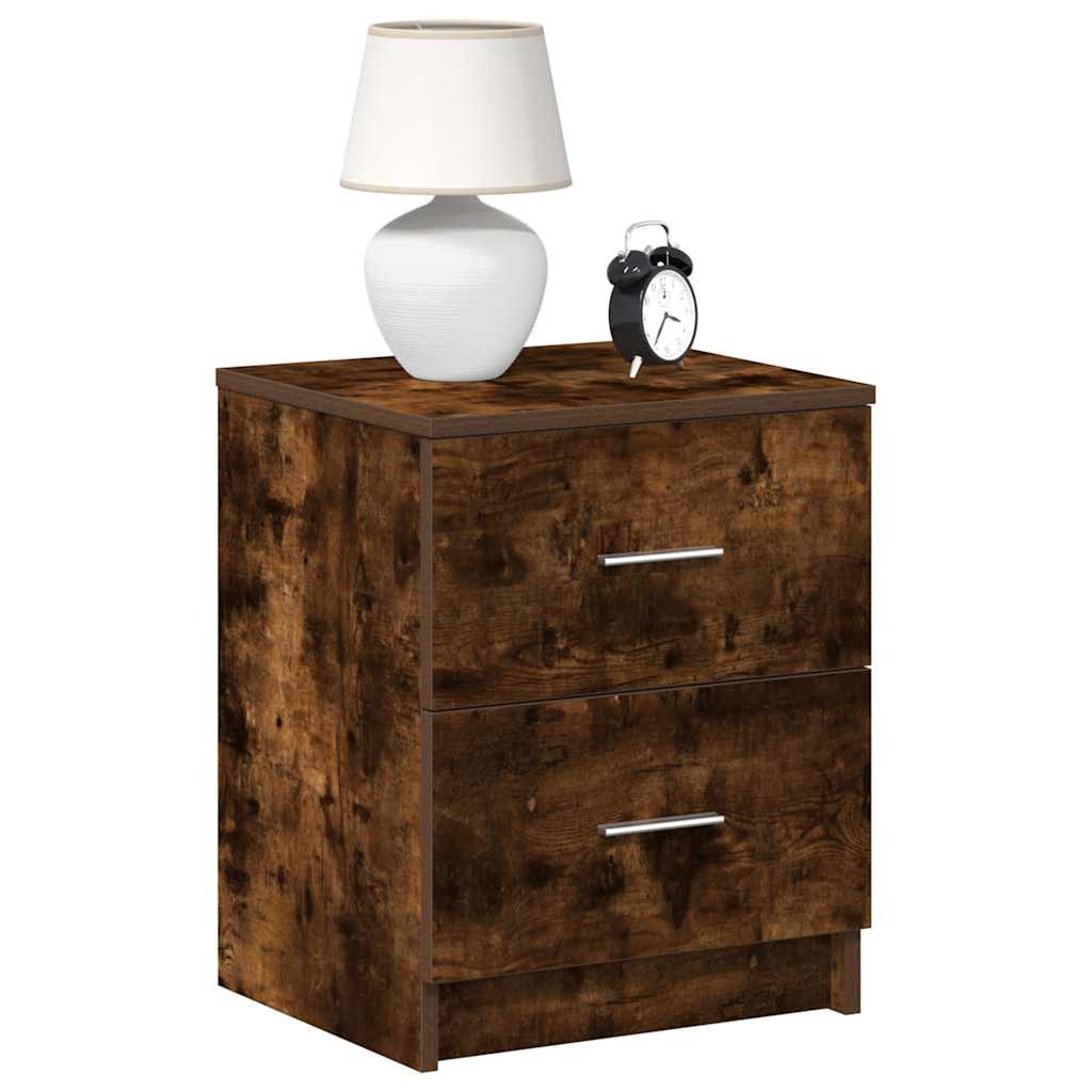 sengebord med 2 skuffer 40x36x50 cm røget egetræsfarve billede