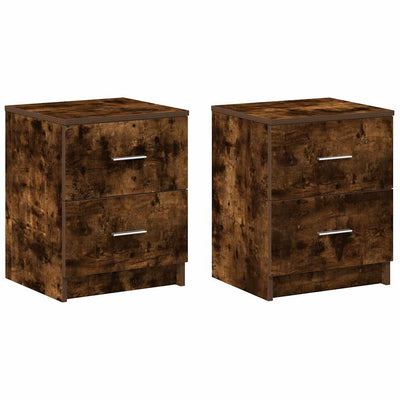 sengeborde 2 stk. med 2 skuffer 40x36x50 cm røget egetræsfarve