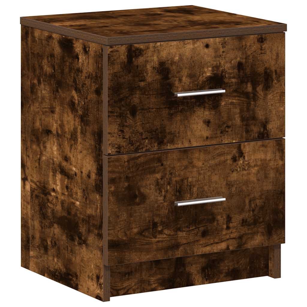sengeborde 2 stk. med 2 skuffer 40x36x50 cm røget egetræsfarve
