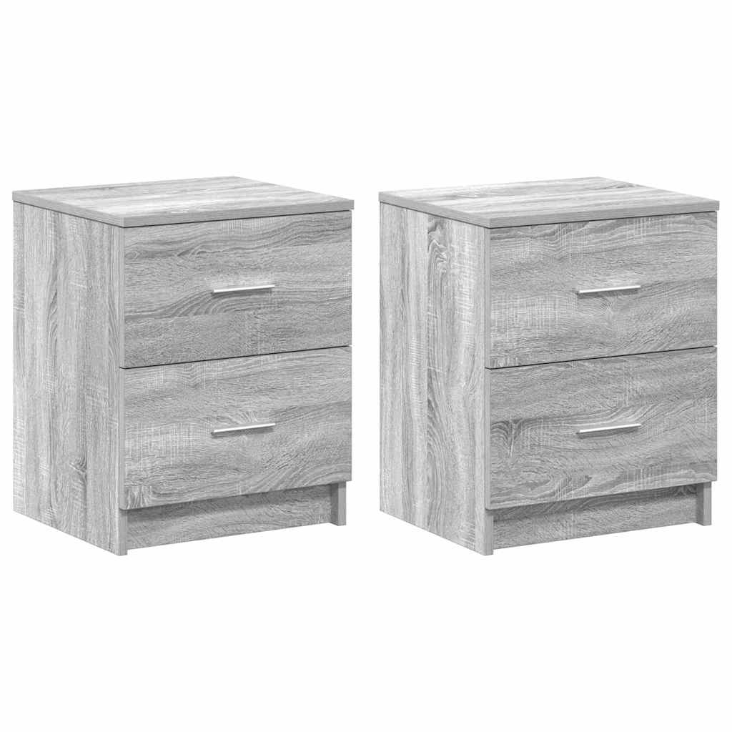 sengeborde 2 stk. med 2 skuffer 40x36x50 cm grå sonoma-eg