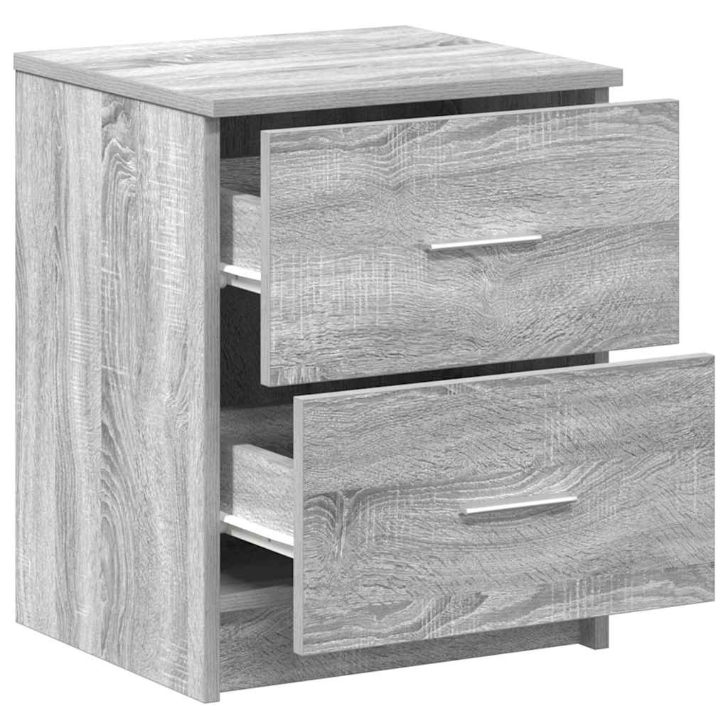 sengeborde 2 stk. med 2 skuffer 40x36x50 cm grå sonoma-eg