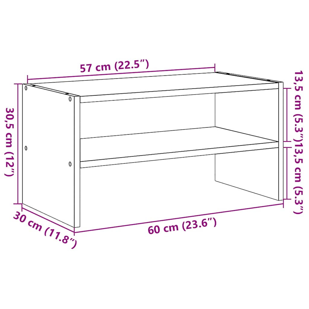 skostativ stabelbar 60x30x30,5 cm grå sonoma-eg