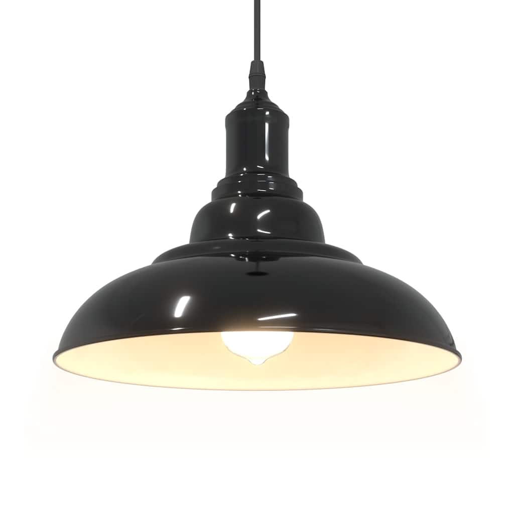 pendellampe højdejusterbar E27 Ø 31 cm metal glans sort