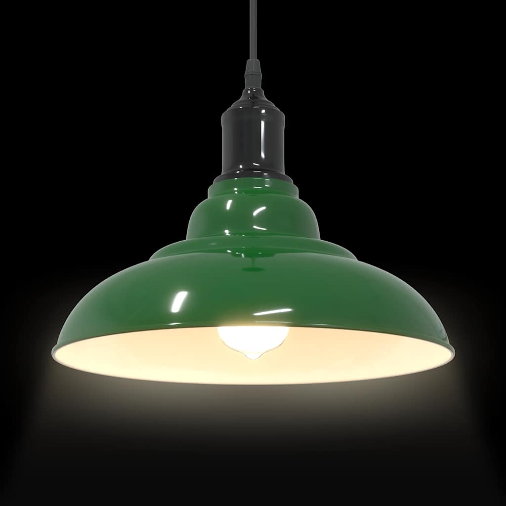 pendellampe højdejusterbar E27 Ø 31 cm metal glans grøn
