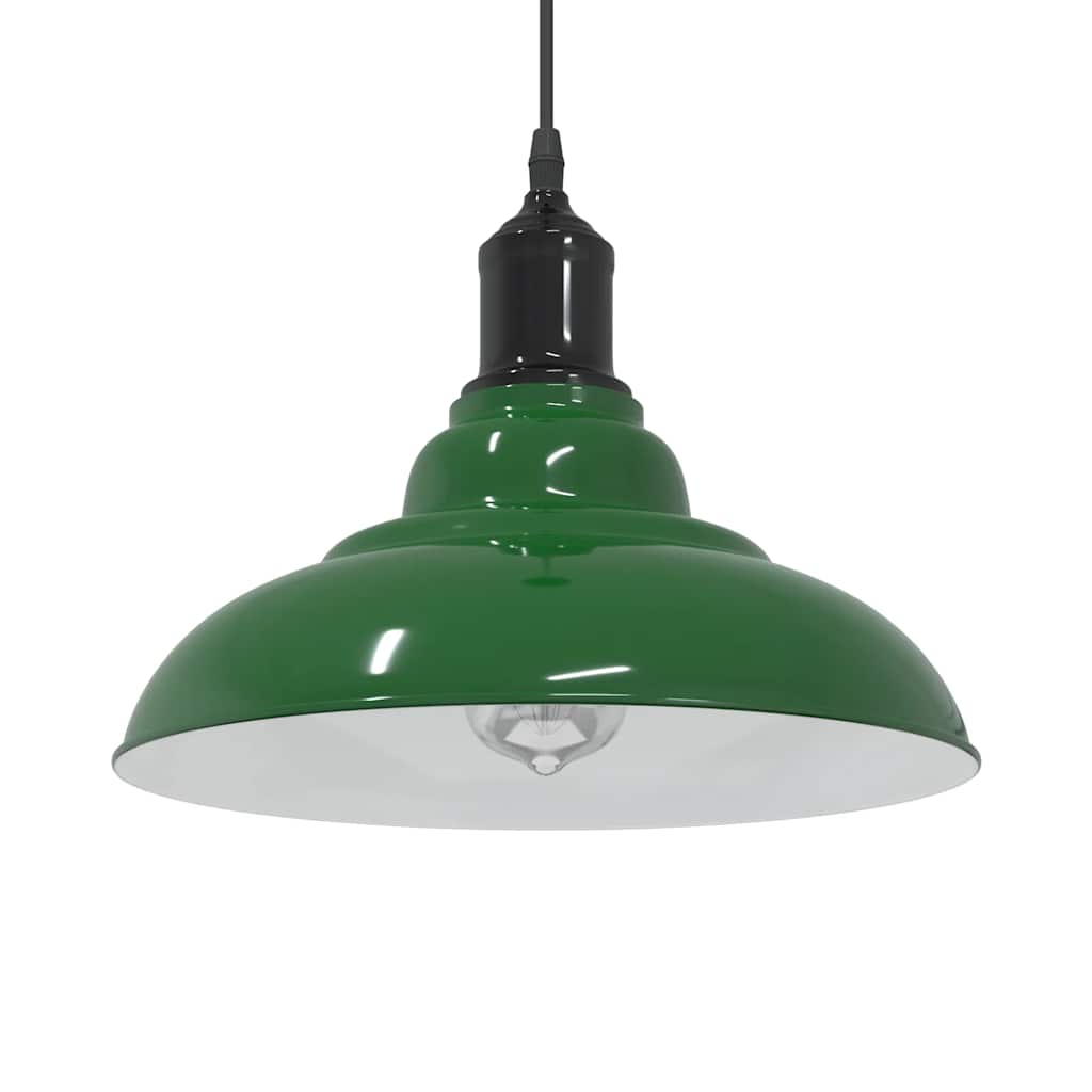 pendellampe højdejusterbar E27 Ø 31 cm metal glans grøn billede