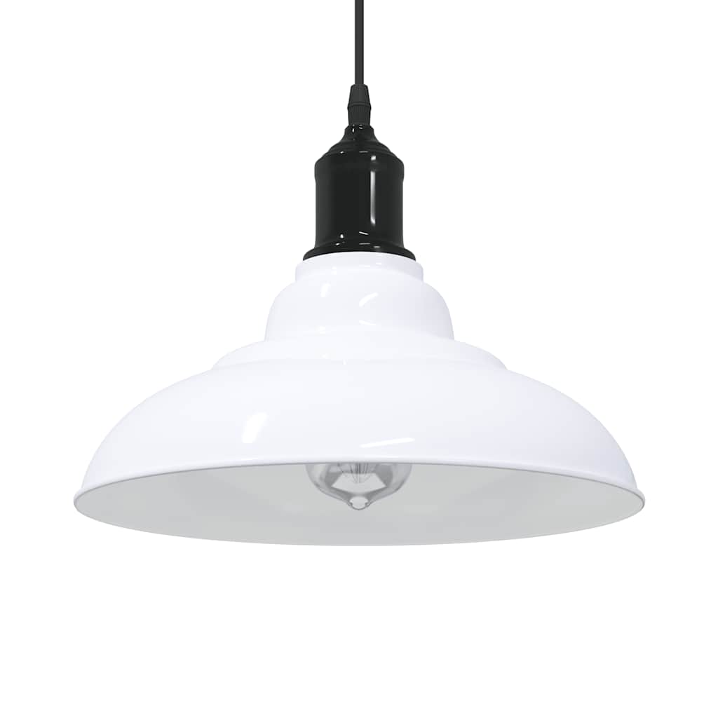 pendellampe højdejusterbar E27 Ø 31 cm metal glans hvid