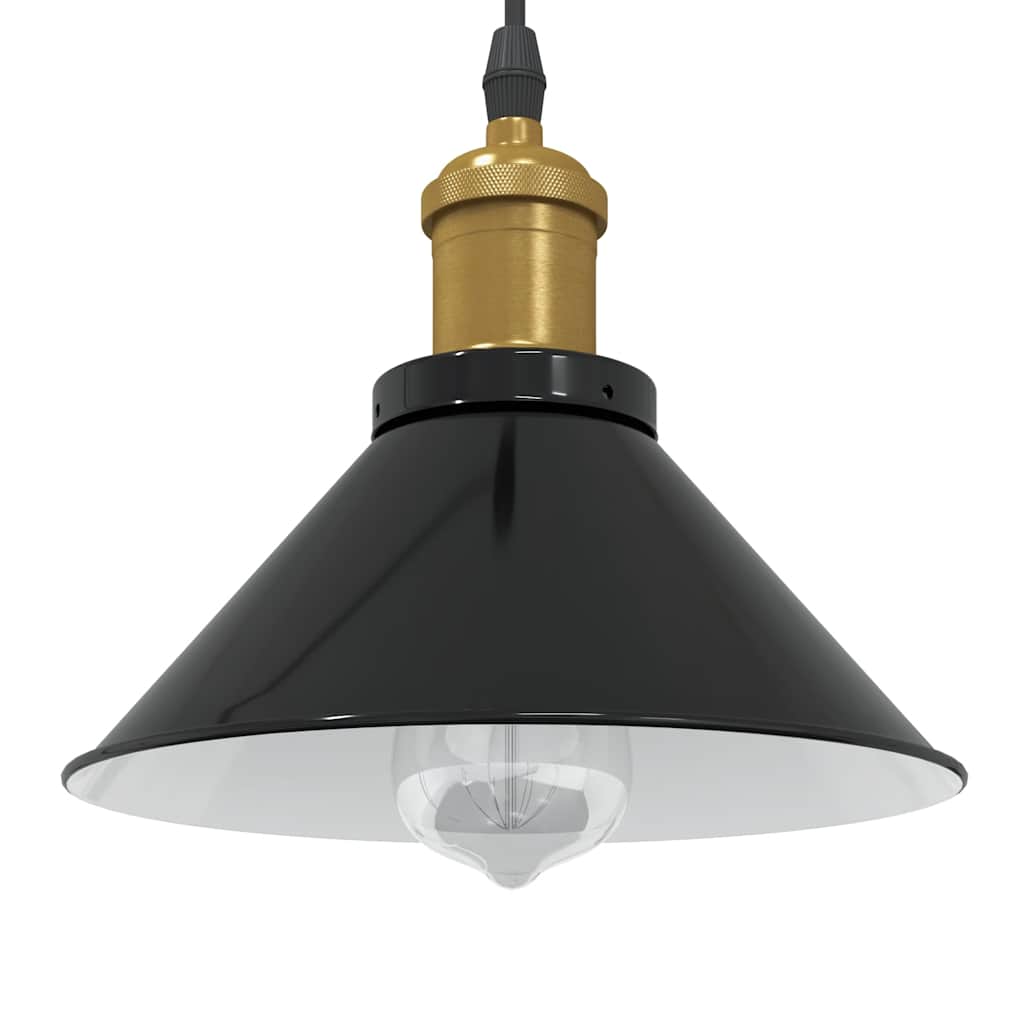 pendellampe højdejusterbar E27 Ø 22 cm metal glans sort
