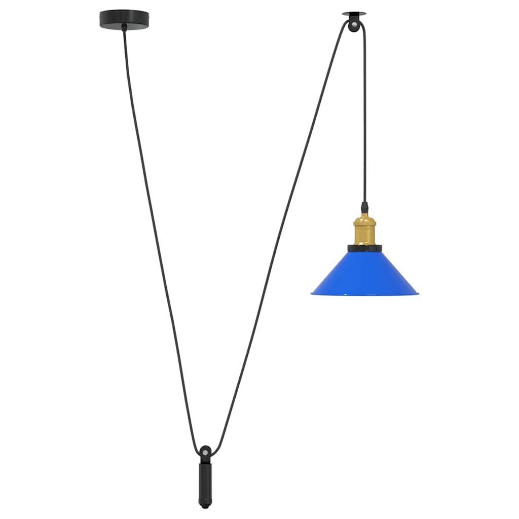 pendellampe højdejusterbar E27 Ø 22 cm metal glans mørkeblå