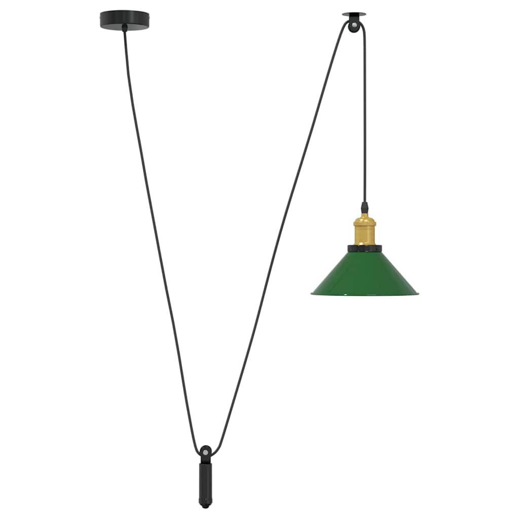 pendellampe højdejusterbar E27 Ø 22 cm metal glans grøn