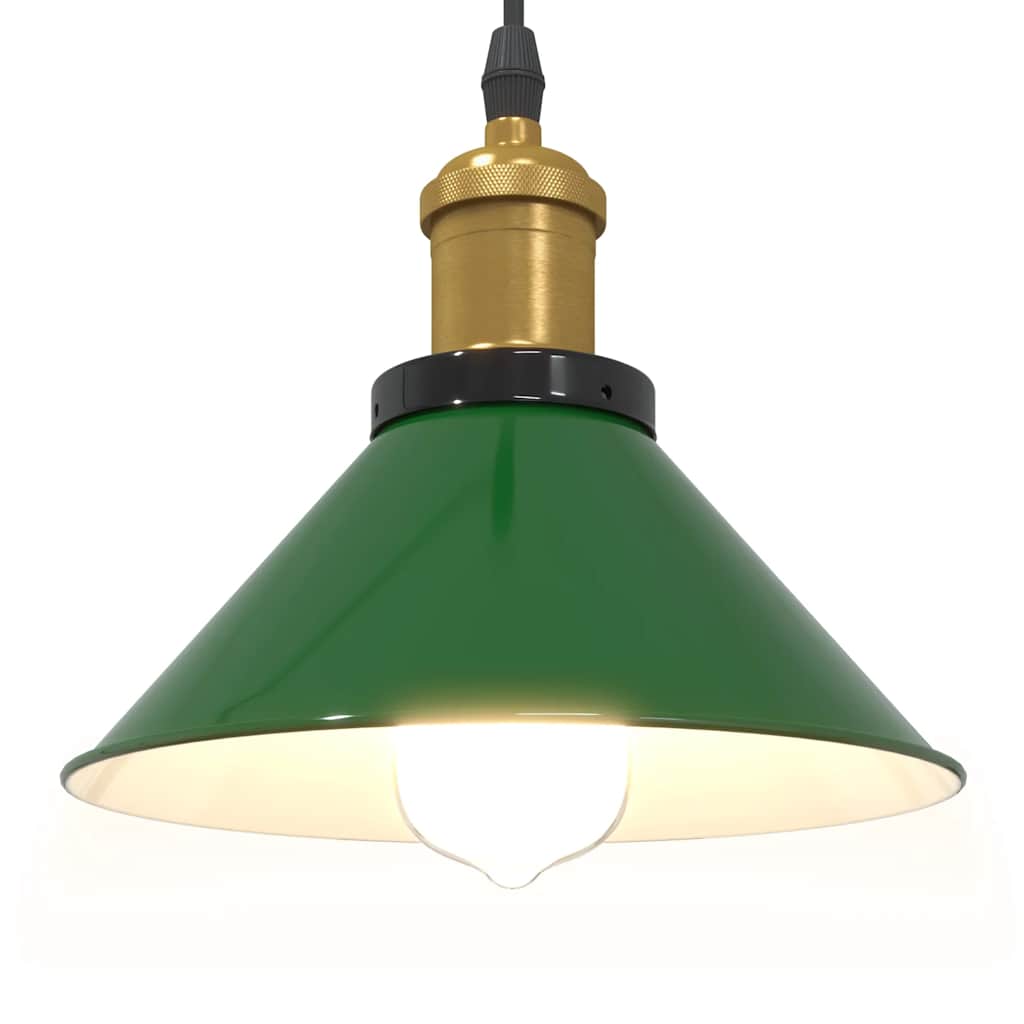 pendellampe højdejusterbar E27 Ø 22 cm metal glans grøn