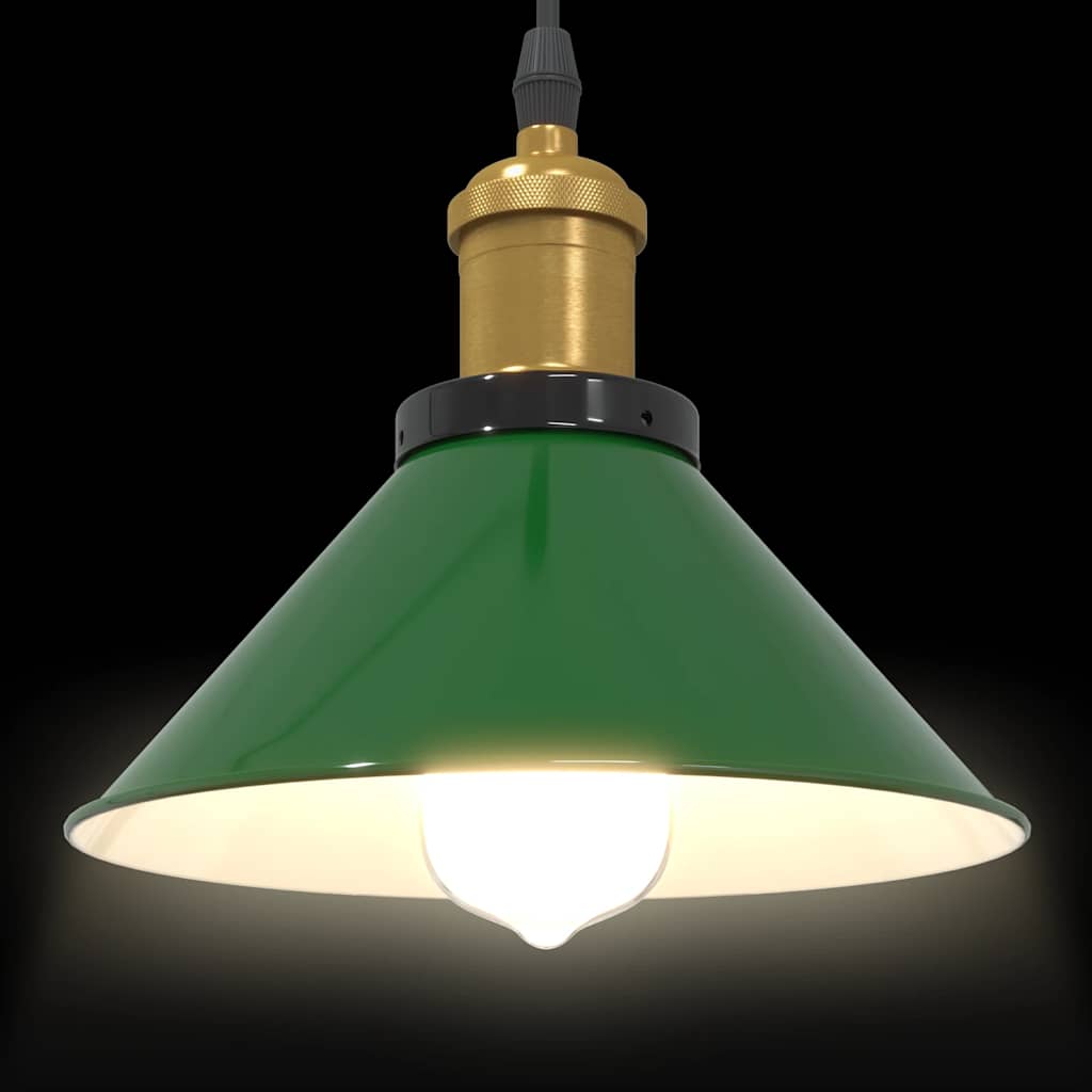 pendellampe højdejusterbar E27 Ø 22 cm metal glans grøn