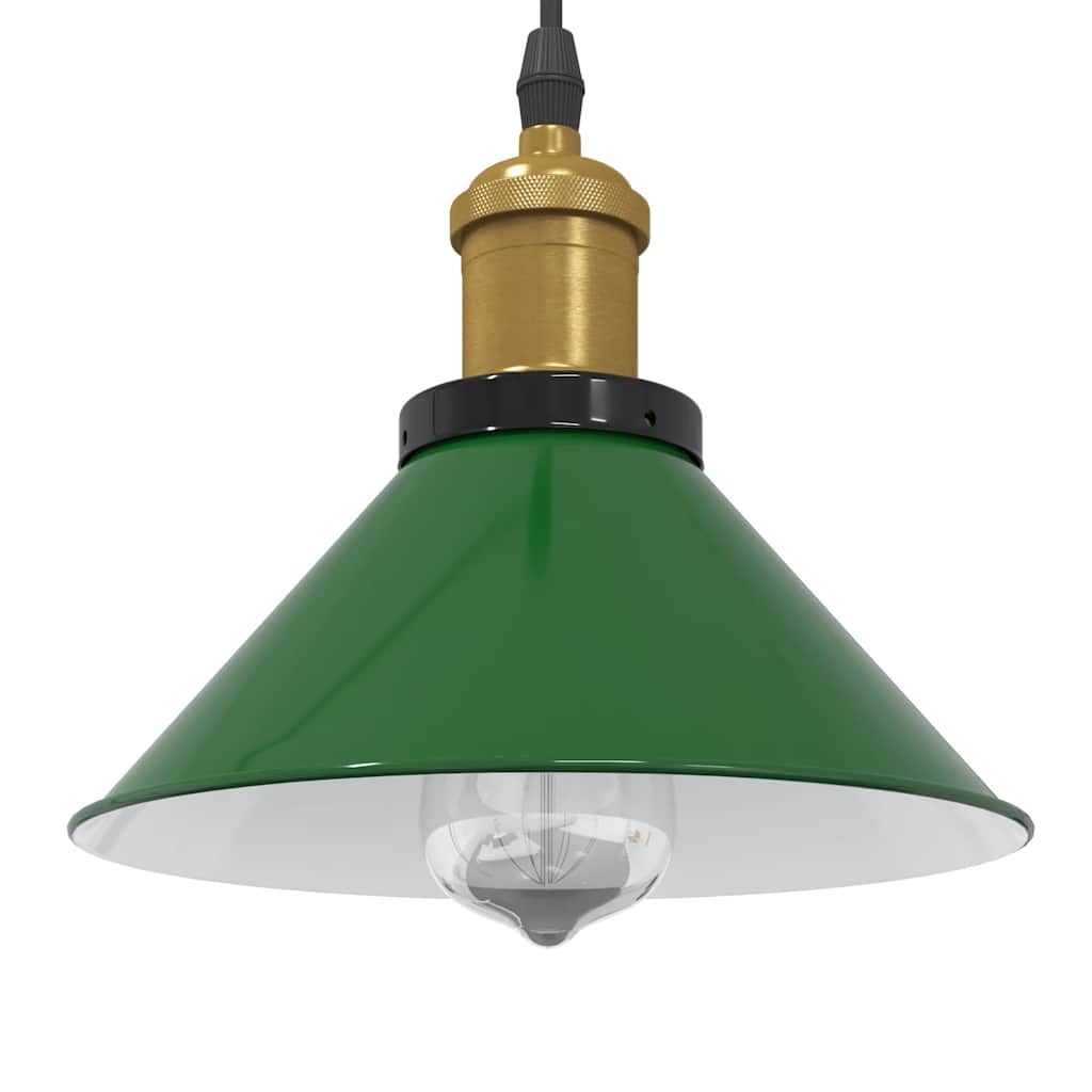 pendellampe højdejusterbar E27 Ø 22 cm metal glans grøn