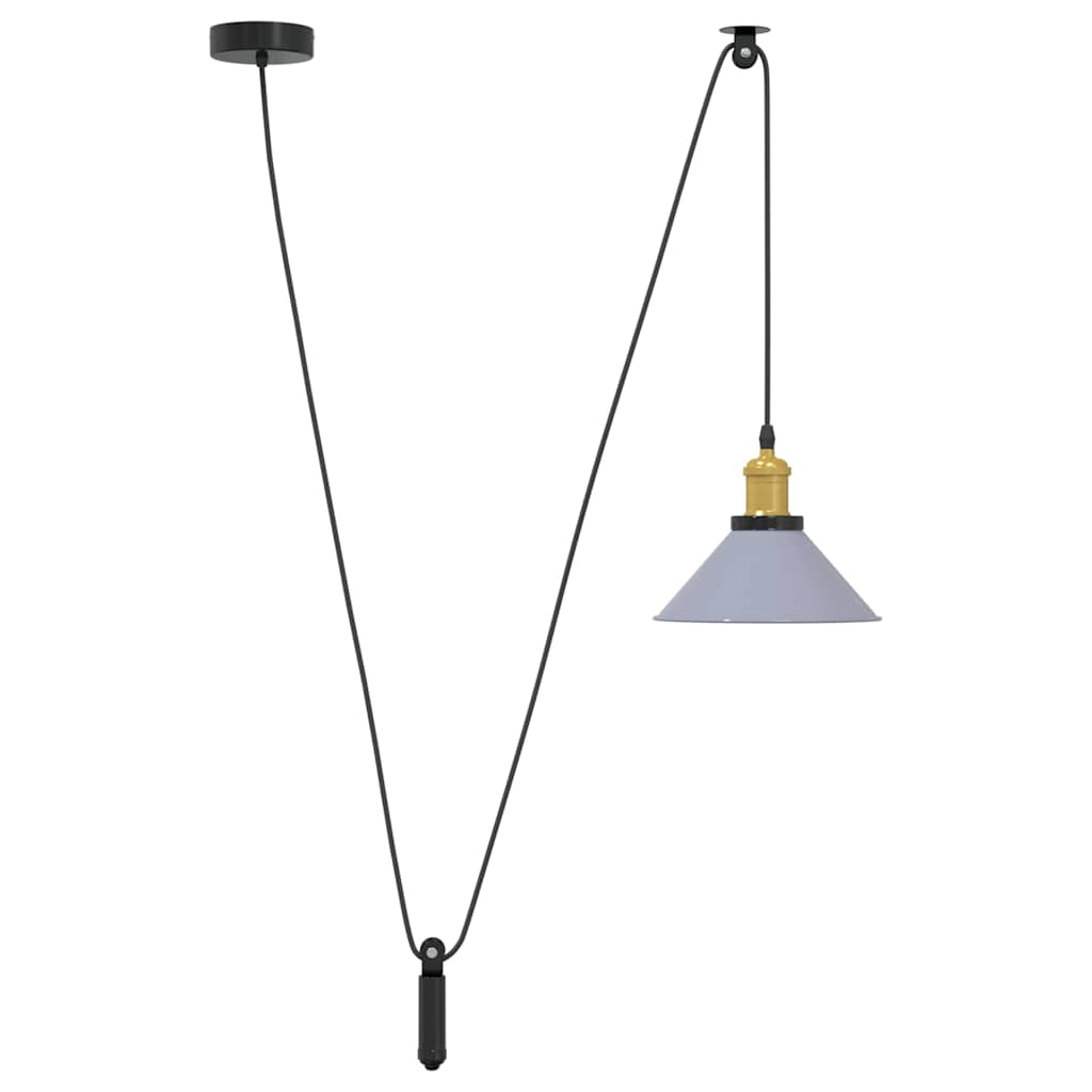 pendellampe højdejusterbar E27 Ø 22 cm metal glans grå