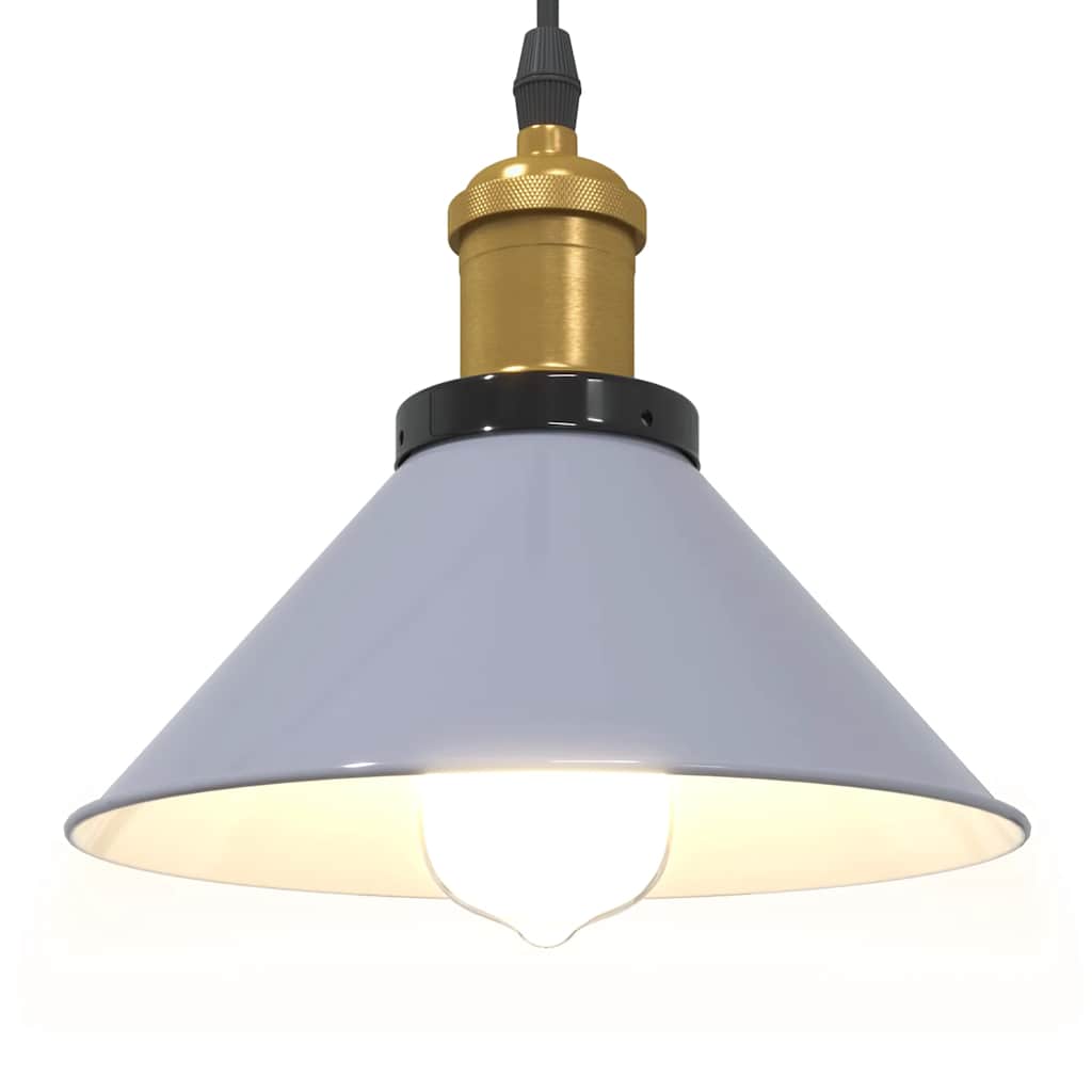 pendellampe højdejusterbar E27 Ø 22 cm metal glans grå