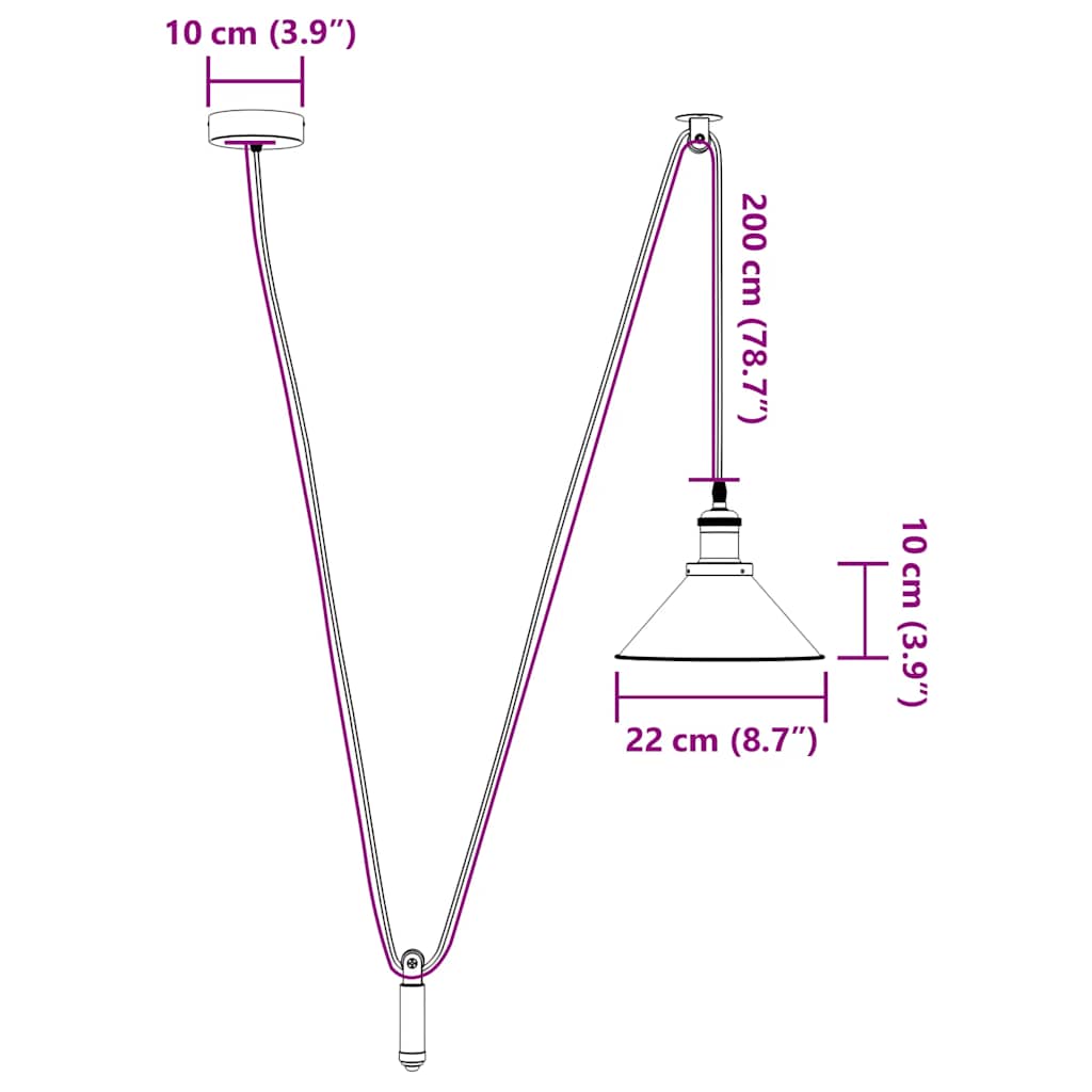 pendellampe højdejusterbar E27 Ø 22 cm metal glans grå