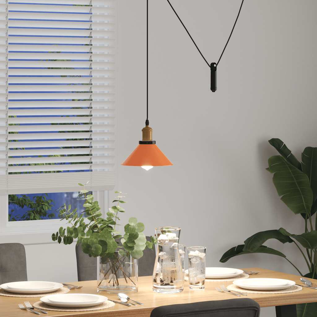 pendellampe højdejusterbar E27 Ø 22 cm metal glans orange