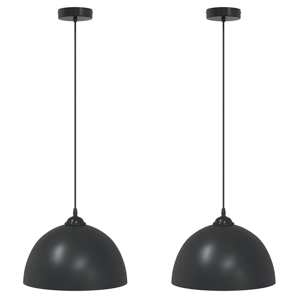 pendellamper 2 stk højdejusterbar E27 Ø 30 cm metal sort