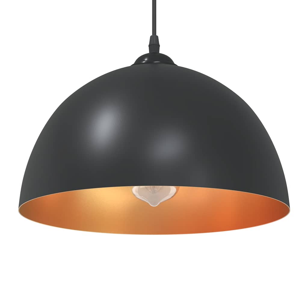 pendellamper 2 stk højdejusterbar E27 Ø 30 cm metal sort billede
