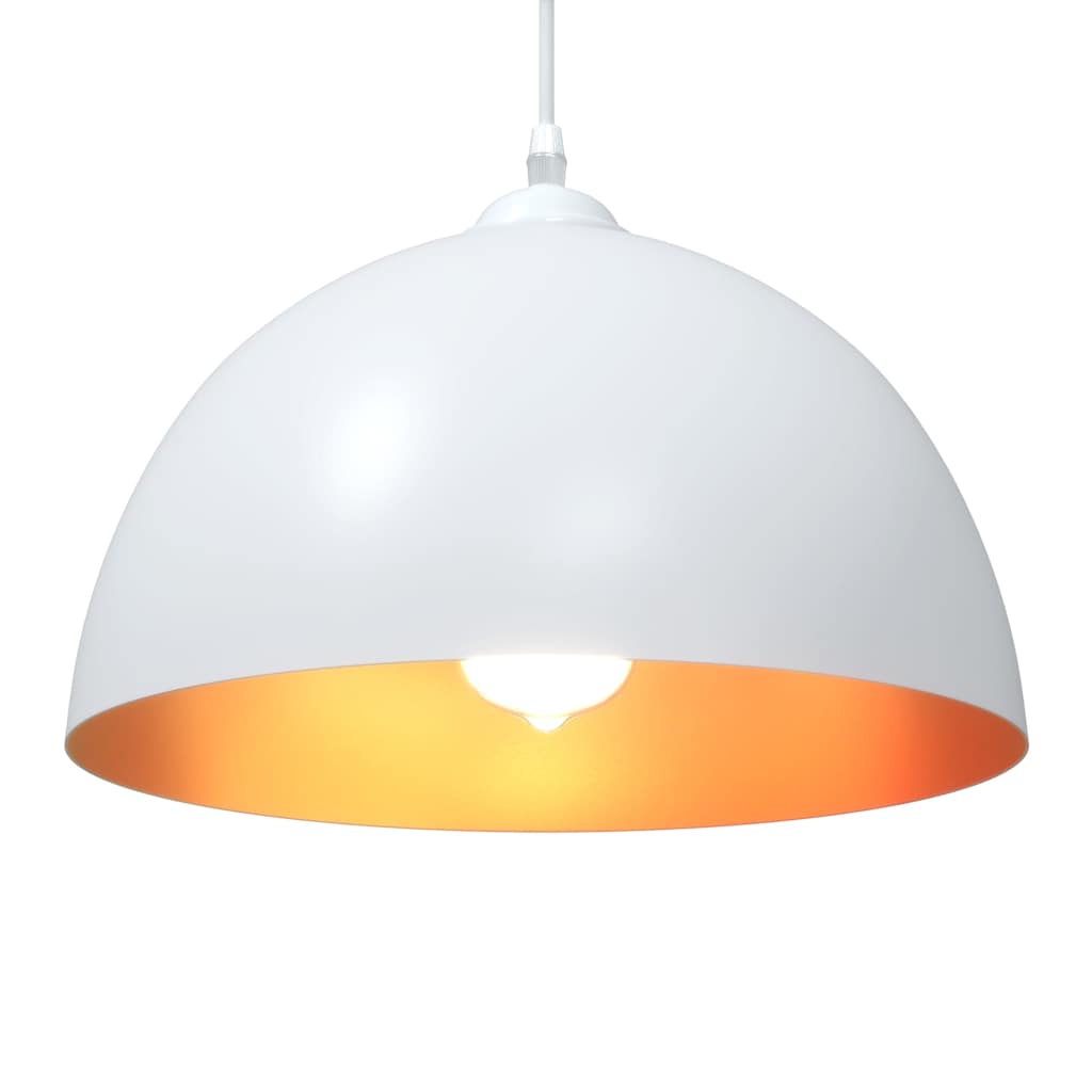 pendellamper 2 stk højdejusterbar E27 Ø 30 cm metal hvid