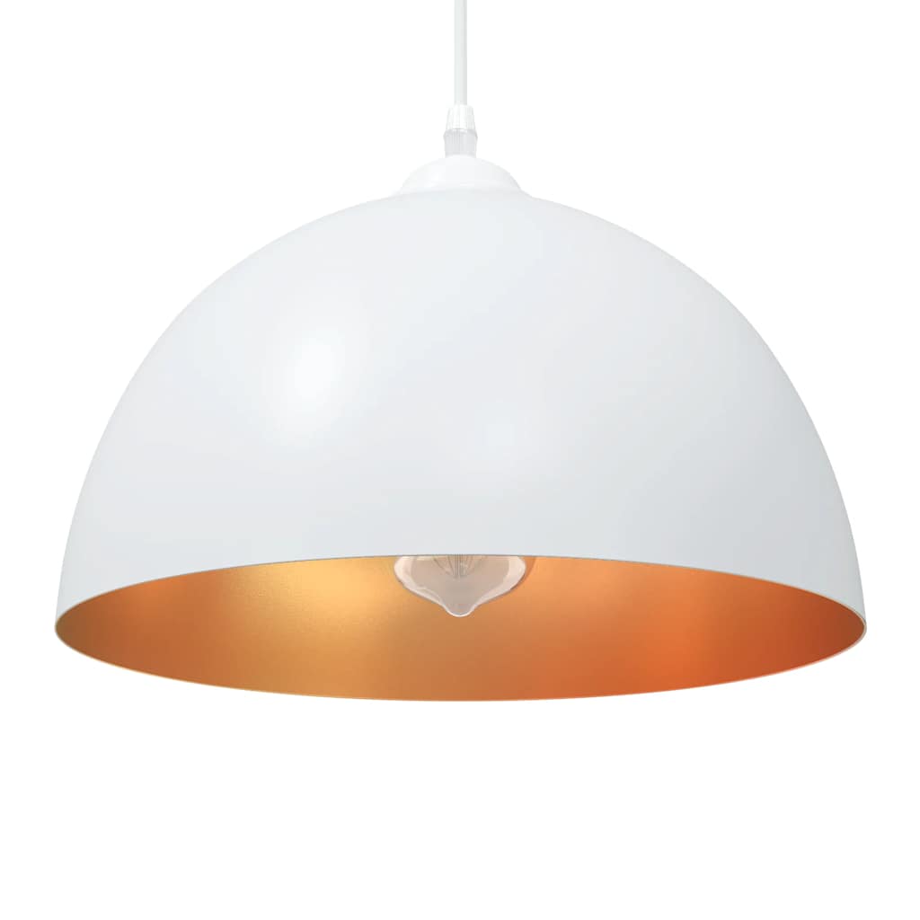 pendellamper 2 stk højdejusterbar E27 Ø 30 cm metal hvid