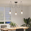 pendellampe med 3 lampeholdere E27 metal sort