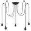 pendellampe med 5 lampeholdere E27 metal sort
