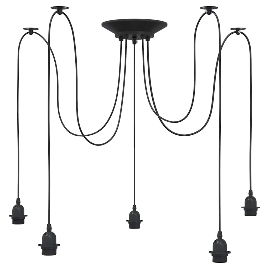 pendellampe med 5 lampeholdere E27 metal sort