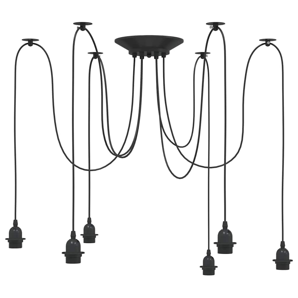 pendellampe med 6 lampeholdere E27 metal sort