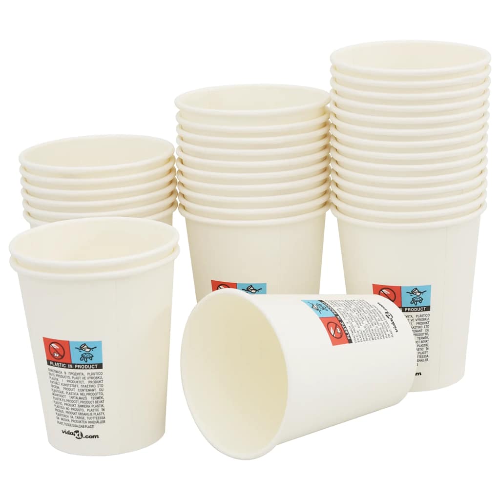 kaffekopper af papir 1000 stk 8oz 200ml hvid