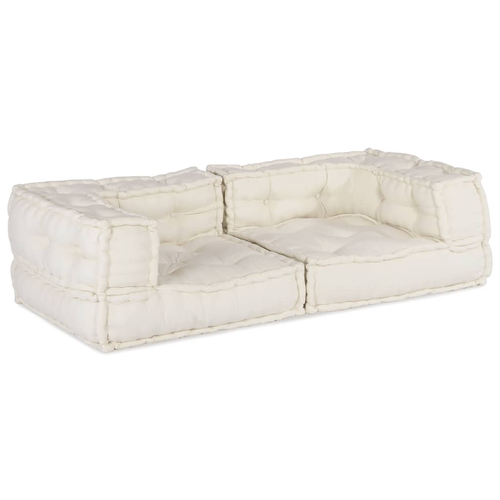 2-personers modulsofa stof 140x70x36 cremefarvet