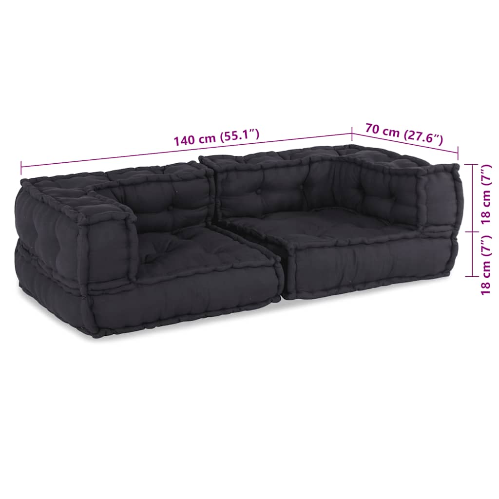 2-personers modulsofa stof 140x70x36 antracitgrå