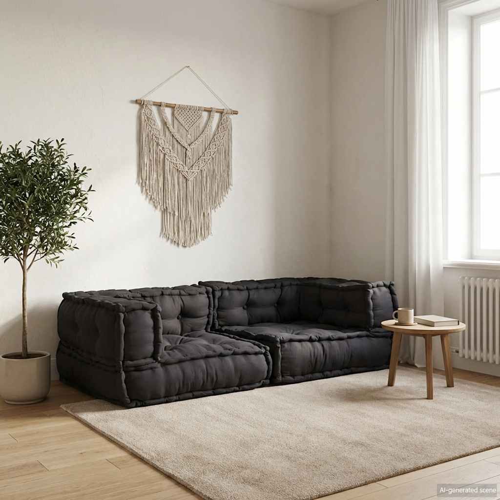 2-personers modulsofa stof 140x70x36 antracitgrå billede